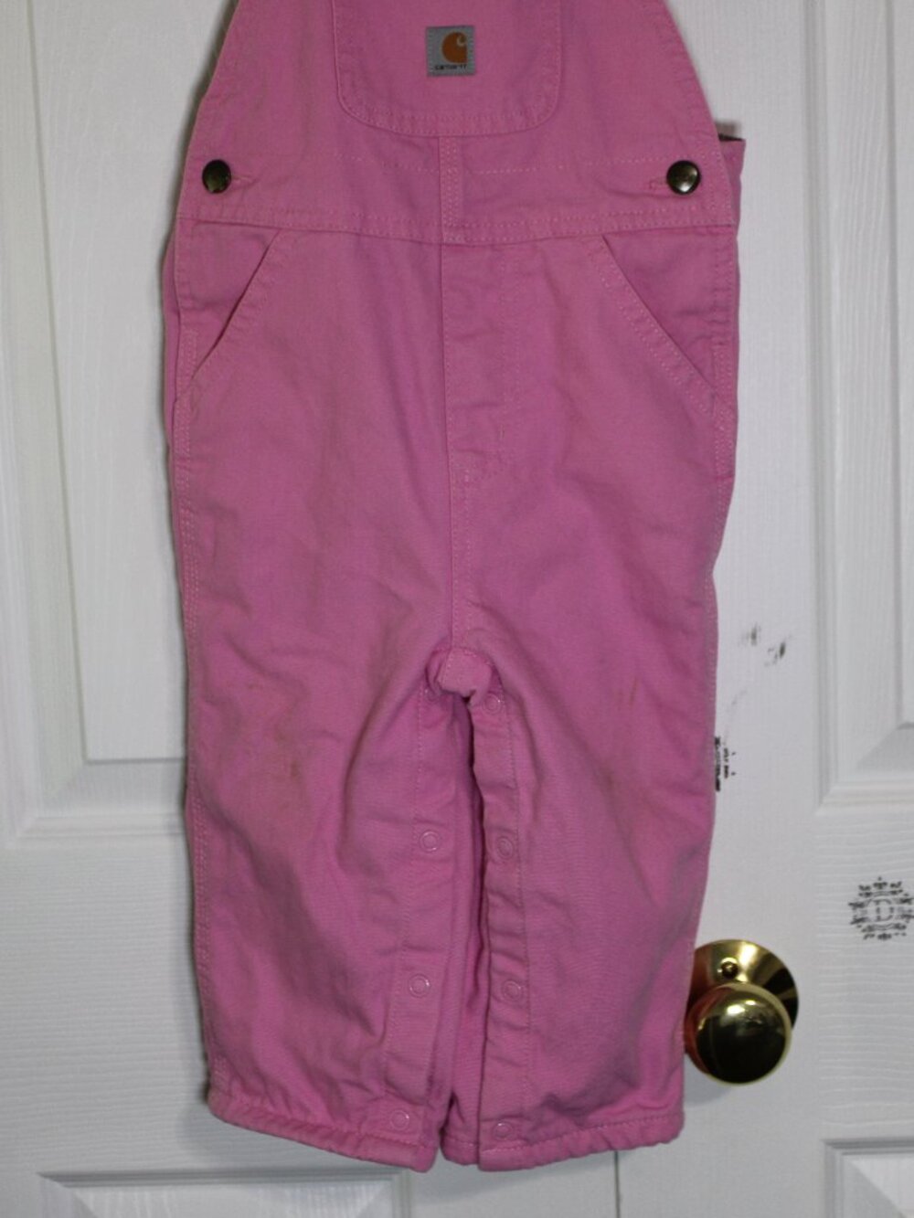Carhartt Infant/Toddler Girl's Pink Canvas Bib Overalls Size 18M - Picture 5 of 15